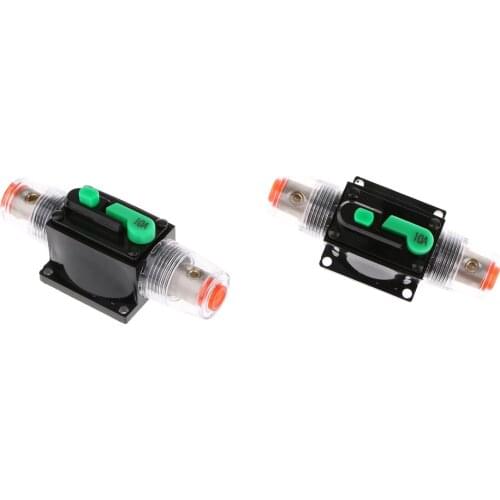 10AMP Push Button/Manual Reset Circuit Breaker Inline for Car Stereo Audio System 12V/24V/32V DC - Pack of 2