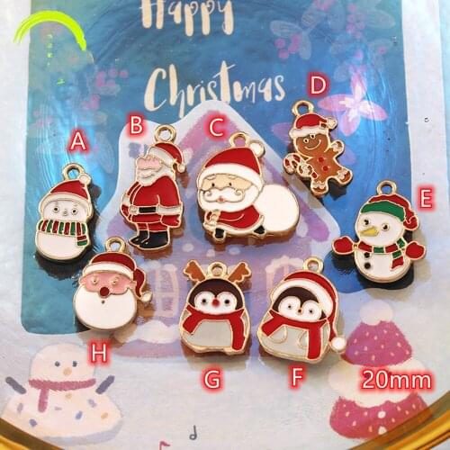 Christmas Santa Charms Various Designs Christmas Snowman Penguin Charm Pendant 10pcs Gold Metal Pendants for Jewelry making