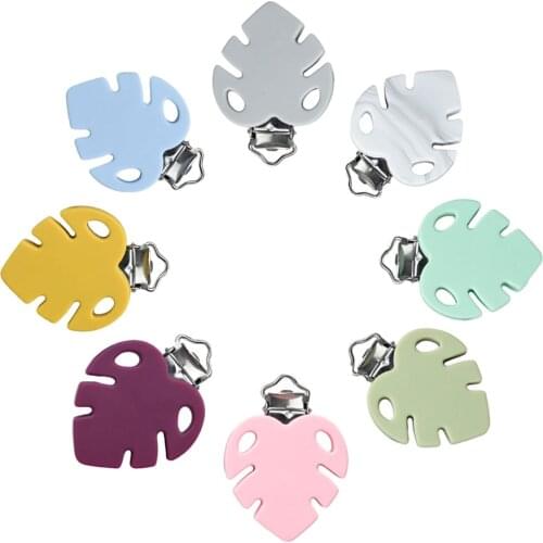 3Pcs Baby Pacifer Clips colorfull Leaves Perle Silicone Teether Clip DIY Baby Dummy Chain Nipple Holder Soother