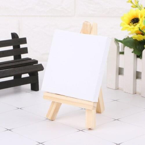 4 sizes easel+frame Mini Canvas And Natural Wood Easel Set For Art Painting Drawing Craft Wedding Supply school