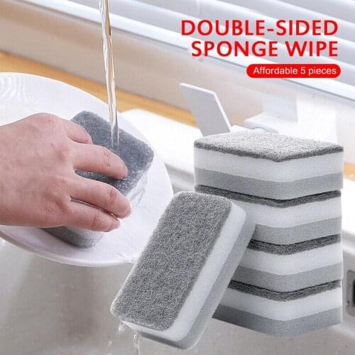 5Pcs/Set Highly efficient Scouring Pad Dish Cloth Cleaning Brush Kitchen Rags Strong Decontamination Dish Towels Household Hot