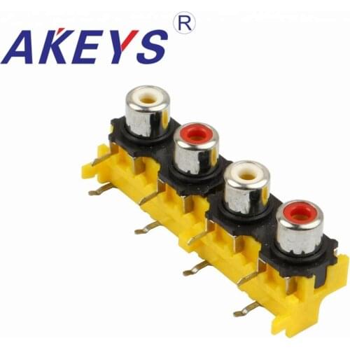 6PCS AV4-8.4-14 general purpose rca jack for pcb mount AV rac pin jack socket 8 pin rca connector