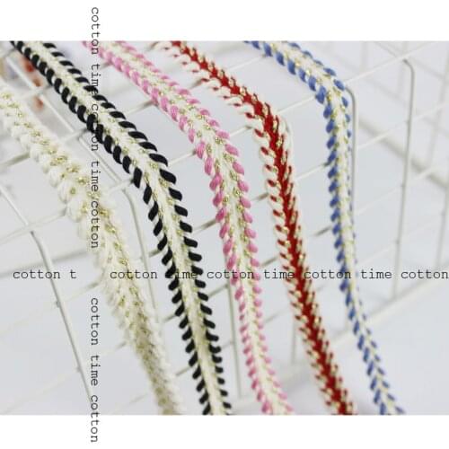 8yards/lot Braided Rope Sewing Accesssory 1cm wide Golden Mixed color Twisted Cotton Cords 10mm width Craft Decor Ropes