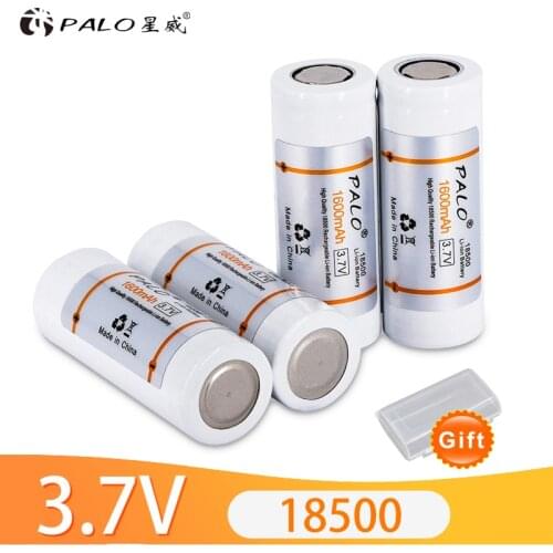 Brand new 2-20 pieces 18500 rechargeable battery 18500 1600mAh 3.7V lithium Li-ion batteries for LED Flashlight