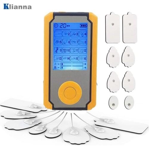 16 Modes Electric Pulse TENS Unit Low Frequency Physiotherapy Device Full Body Massager with 4 Electrode Pads for Pain Relief