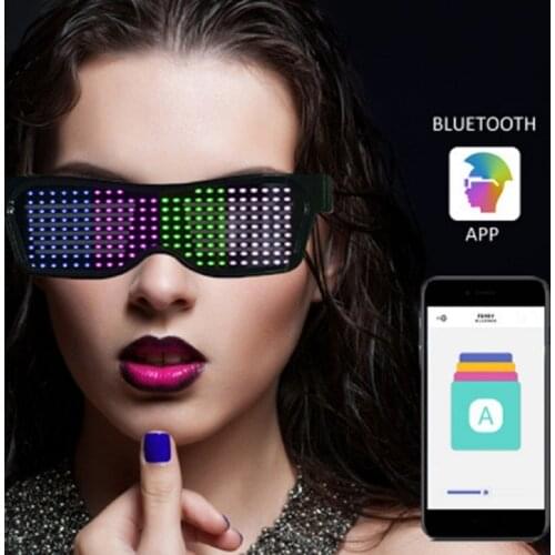 Bluetooth LED Glasses APP Control for Raves Sports Birthday DJ Display Text