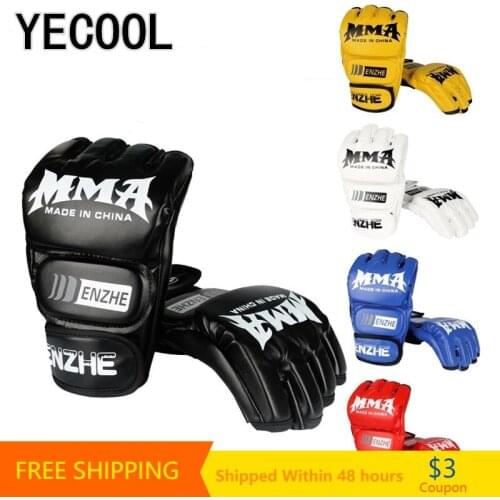 Boxing Gloves Half Finger Fight MMA Gloves Sanda Taekwondo For Adult 5 Colors Breathable Boxing gloves Professional Equipment
