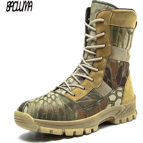 Brand Mens Military Boots Camouflage Mens Army Boots Outdoor Waterproof Mens Combat Boots Mens Work Shoes Botas Militares