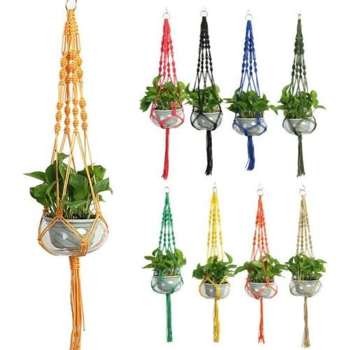 Colorful Macrame Plant Hanger Handmade Weave Flower Pot Holder Plant Pots Hanging Basket Home Balcony Office Braided Decoration