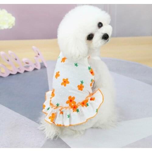 Flower Dog Dress Summer Pet Clothes Puppy Vest Skirt Princess Style Dog T Shirt Wedding Dresses Chihuahua Clothing Pet Costumes