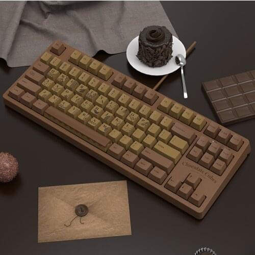 AJAZZ 2021 Mechanical Keyboard 87/104 Keycap Wired USB Gaming Keyboard New Design Chocolate Mechanical Keyboard for PC