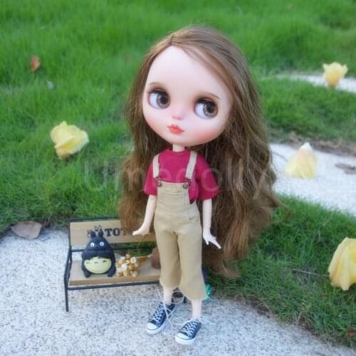 1 Pcs Handmade 1/6 Blyth Doll Cropped Bib Pants Clothes for Licca Azone S Doll Overalls Accessories Girl Toy