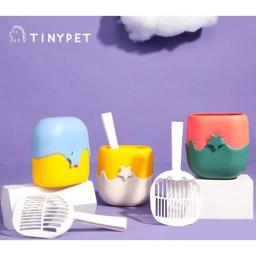 Cat cleaning supplies ice cream cat litter shovel combo set multi-color can be hung cat litter shovel shovel