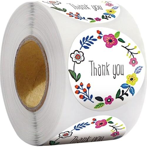 Pretty 500pcs Round Floral New Styles Thank You Stickers Seal Label for Wedding Favor Party Handmade Envelope Stationery Sticker