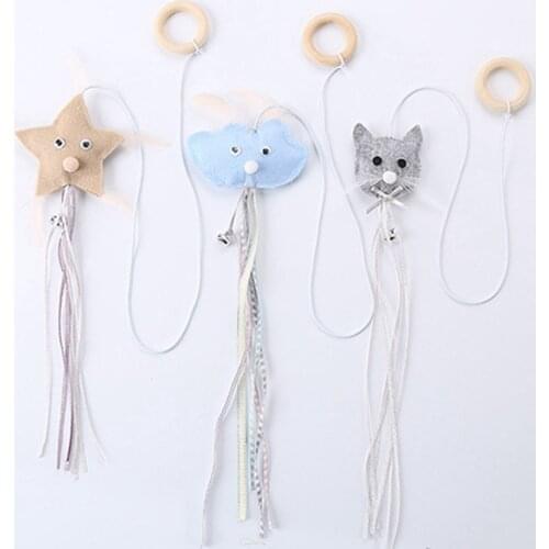 Legendog Cat Tassel Wand Star Cloud Cat Bell Decor Cat Teaser Wand Kitten Interactive Toy Training Toys Cat Funny Favor Toy