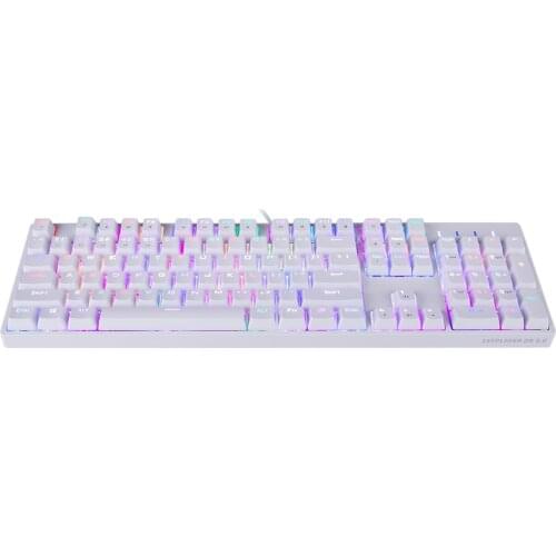 DK5.0 104 Keys PBT Mechanical Keyboard RGB Backlit Gaming Keyboard For Tablet Desktop Computer Office - White (Blue Switch)