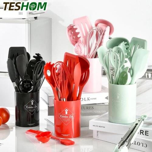 Silicone Cooking Utensils Set of 12 / 5 Pack - Spatula/Shovel/Spoon Baking Tools Set With Storage Box Kitchen Tool Accessories