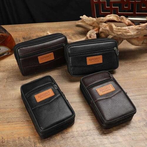 New Fashion Fanny Pack Bags Man Purses Zipper Waist Bag Moneybags Phone Case Pocket Soft Leather Black Brown Fannypack Purse