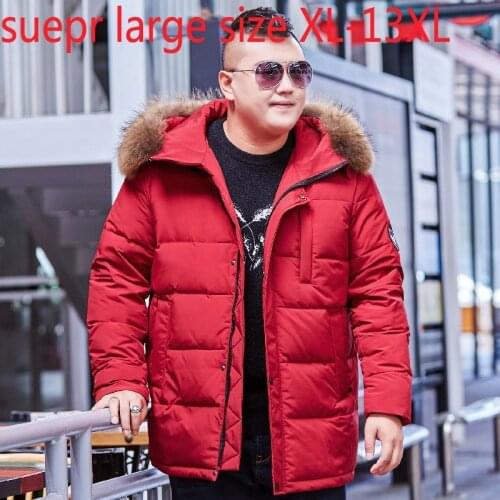 New Arrival Fashion Winter Men Super Large Real Raccoon Fur Collar Down Jacket Coat Thick Plus Size XL-9XL 10XL 11XL 12XL 13XL