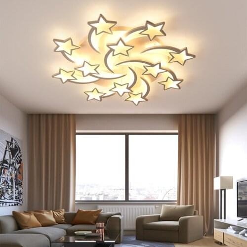 New Art Ceiling Chandeliers Lights Modern LED With Remote Control For Bedroom Living Room Hotel White Glod Luminaires Star Lamp
