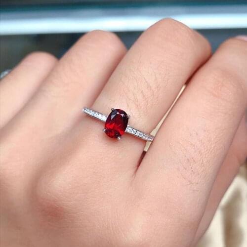 Limited quantity sale: red garnet gem ring girl silver jewelry birthday anniversary gift wine red good color oval natural gem