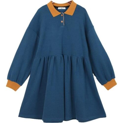 Girls Teen Autumn Cotton Dresses Kids Clothes 2021 New Baby Casual Clothes Button Two Colors Patchwork Soft Fabric,#6499