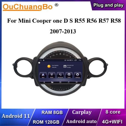 Ouchuangbo 4G Android 10 Car Radio GPS Stereo For Mini Cooper one S R55 R56 R57 R58 with 8 Core 6GB 128GB CarPlay Blu-ray screen