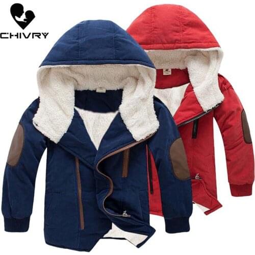 New 2020 Childrens Parka Winter Warm Down Jackets Kids Boys Patchwork Zipper Hooded Cotton-padded Long Coat Thicken Outerwear