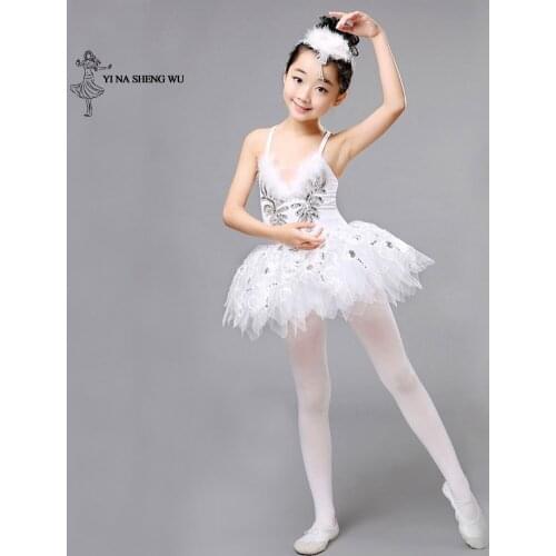 Ballet Dance Dresses Girl Children Lace Leotard Swan Lake Ballet Costumes Professional Ballet Tutus Dancewear Sequin Dress