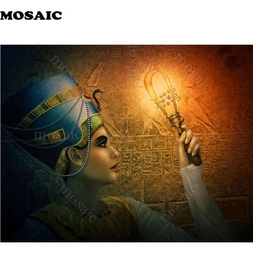 Full,square,Diamond Embroidery,Egypt Pyramid Nefertiti Queen torch art,5d diy Diamond Painting Cross-Stitch Mosaic pictures B398