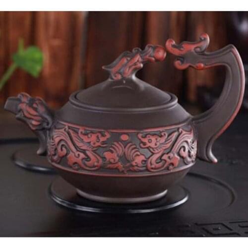 Rare Chinese handmade Lifelike Dragon of yixing zisha Purple clay teapot