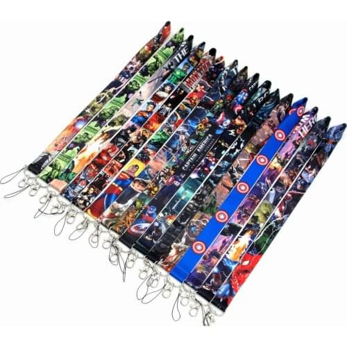 Marvel Avengers Anime Super Heros Figure Neck Strap Lanyards Captain America Ironman Spiderman Hulk Keys Phone Neck Strap Toys