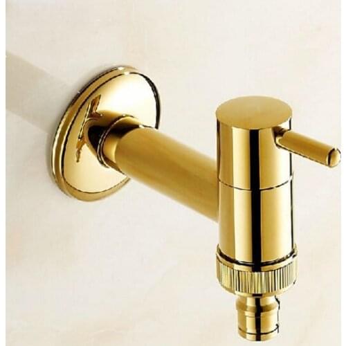 New Golden Finish Garden Faucet Bathroom Wall Mounted Washing Machine Faucet Taps bath mixer tap toilet pool use