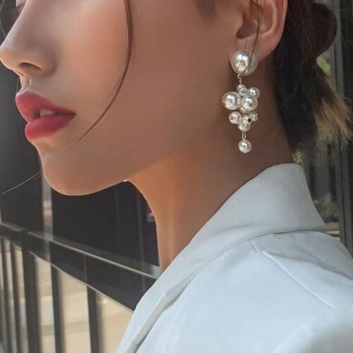 Elegant Strands Pearl Drop Earrings Etrendy New Jewelry Statement Temperament Earings For Wedding Party Gifts