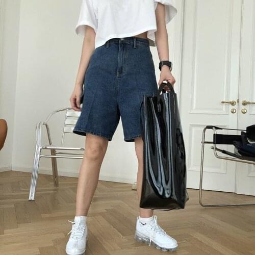 Women Summer Solid Color Straight Loose Casual Cotton Denim Shorts Female Fashion Brand High Quality Shorts Ladies Shorts ML347
