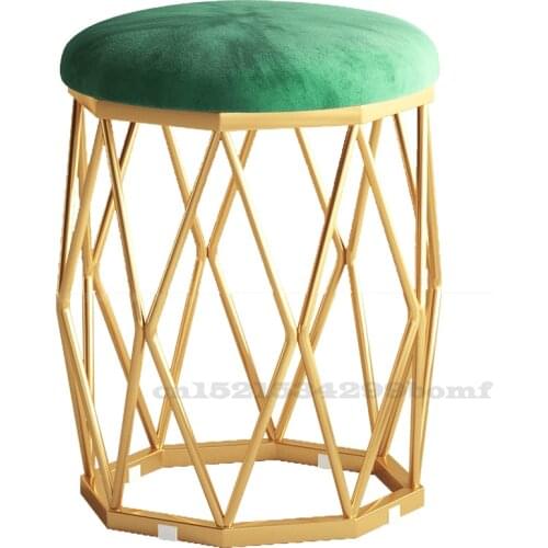 Nordic Light Luxury Makeup Stool Metal Frame High Elastic Sponge Dining Chair Stylish Nail Stools Vanity Chair Home Decoration