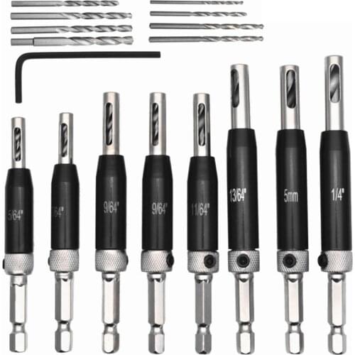 Black Oxide Self Centering Lock Hinge Drill Bit Set Hardware Drawer Pilot Hole Guides For Stainless Steel Drilling Bit Set