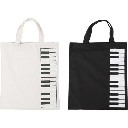 Pure Cotton Piano Keys Musical Handbag Tote Bag Shopping Bag for Women Girls