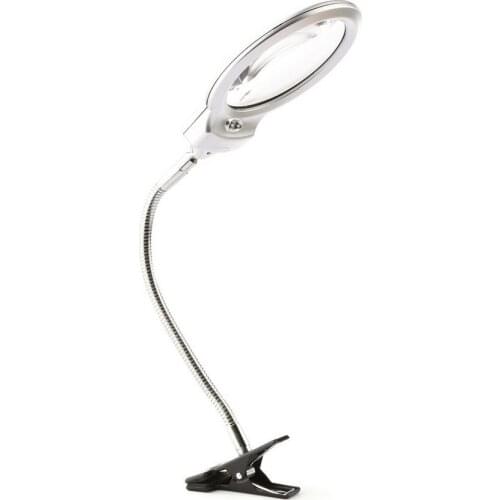 LED-illuminated Clip-on Desk Metal Hose Magnifier Magnifying Glass Loupe Hot