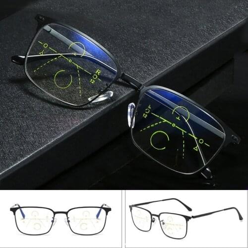 Memory Titanium Progressive Multifocal Reading Glasses Anti blue light Transition Men Woman myopia Hyperopia Presbyopia ZP-1210