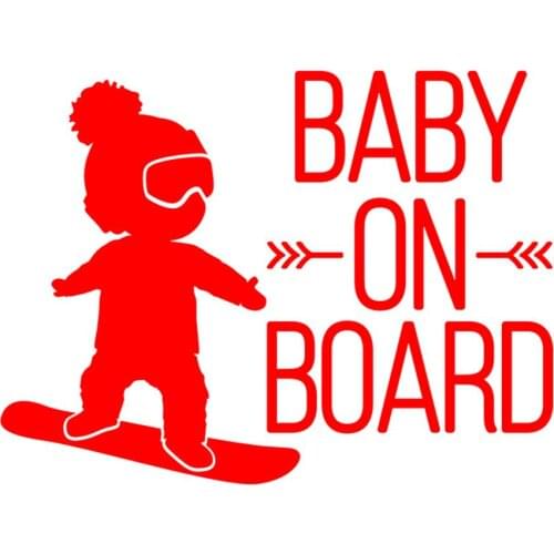 Exterior Funny Car Stickers 16x12cm BABY ON BOARD Snowboard Waterproof Creative Car Styling Window Sticker Decal