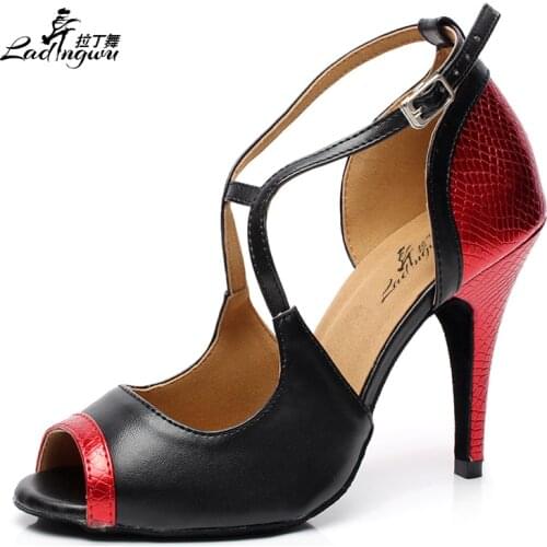 Womens Shoes Leatherette PU Soft Bottom Ballroom Dance Party Dance Shoes Performance shoes Golden/red High Heels
