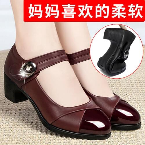 Women Med Heels 2020 Woman Casual Pumps Ladies Fashion Female Elegant Shoes Womens Spring Autumn Shallow Thick Heels