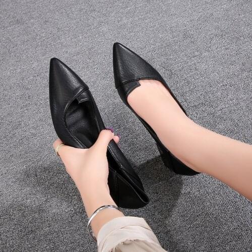 Women Work Square High Heels Shoe Woman Classic office Stiletto Ladies Elegant pointed Toe Soft MICROFIBER Fashion Female Pumps