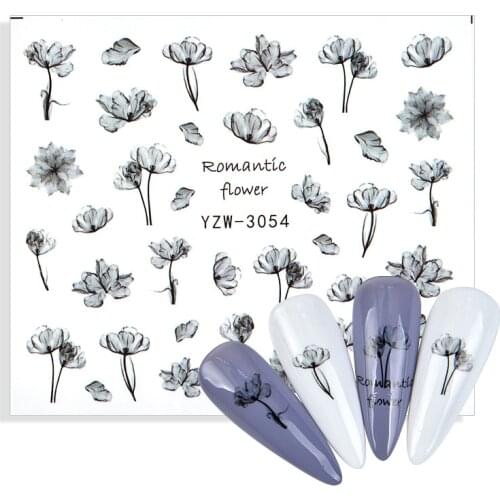 1 Sheet Charms Flowers Leaf Nail Water Transfer Stickers Ink Gradient Nail Art Decals Sliders Manicure Decorations Foils Tattoo