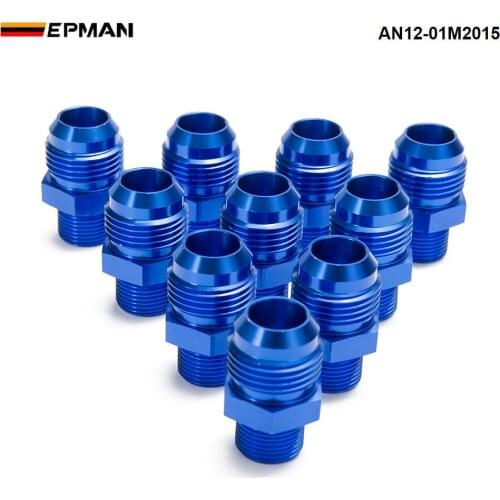 10PCS/LOT Blue Male Blued Anodized Aluminum Union Adapter Fittings For All Oil coole / Fuel Tank AN12-01M2015