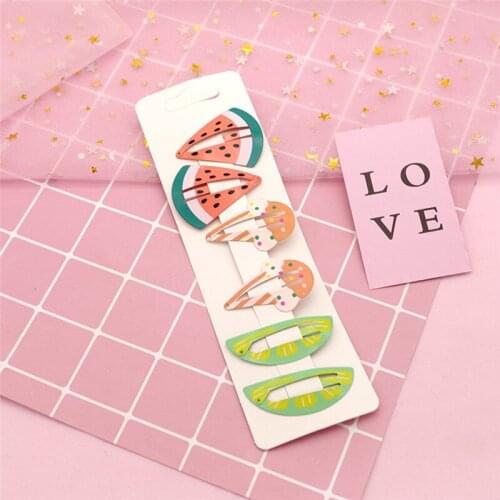 2/6Pcs Cartoon Fruit BB Clip Baby Children Hair Clips Bobby Pin Barrettes Accessories For Girls Kids Hairpins Hairgrip Headdress