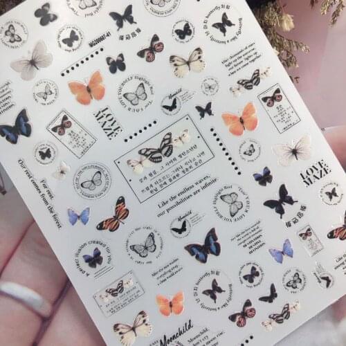 3D Nail Sticker Purple Butterfly Design DIY Tips Nail Art Decoration Packaging Self Adhesive Transfer Decal Slider