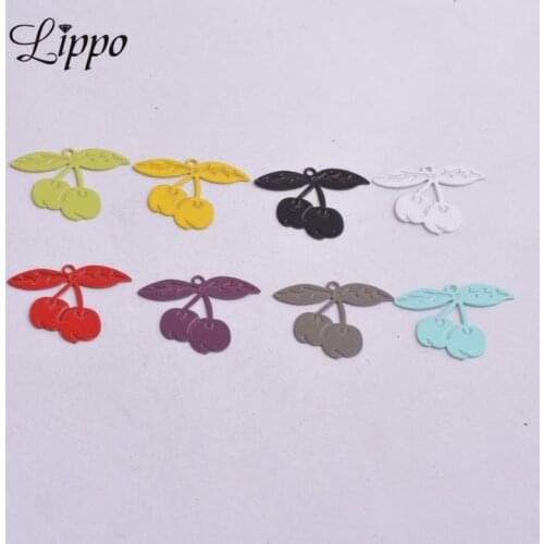 50pcs AC965 21mm*24mm Painted Fruits Flat Charms Mustard Green Cherry shape charm