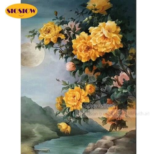 5d Diamond Painting Flower Full Square Yellow Rose Cross Stitch Diamond Embroidery Roses Flowers Pictures Rhinestones Home Decor
